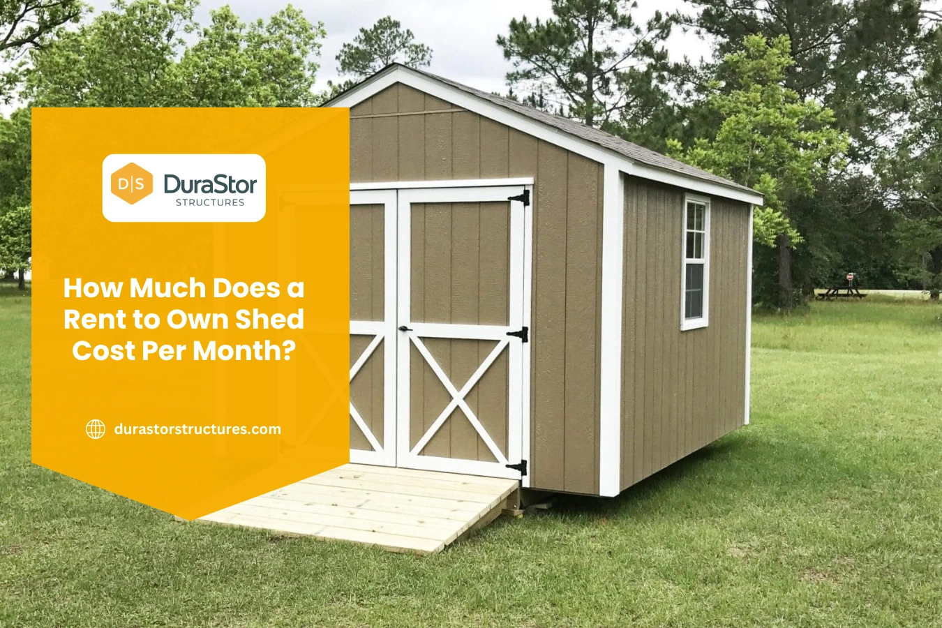 Affordable rent to own utility shed at DuraStor Structures in Georgia with monthly payments starting at $87.68 per month
